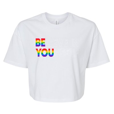 Be You Pride Lgbtq Gay Lgbt Ally Rainbow Typography Gift Bella+Canvas Jersey Crop Tee