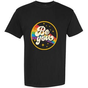 Be You Pride Lgbtq Gay Lgbt Ally Rainbow Flag Retro Galaxy Garment-Dyed Heavyweight T-Shirt