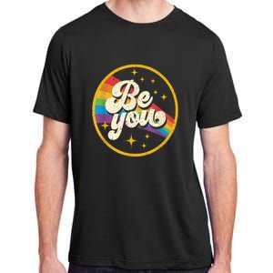 Be You Pride Lgbtq Gay Lgbt Ally Rainbow Flag Retro Galaxy Adult ChromaSoft Performance T-Shirt