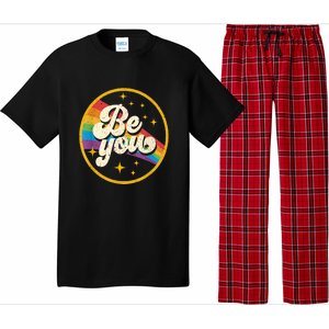 Be You Pride Lgbtq Gay Lgbt Ally Rainbow Flag Retro Galaxy Pajama Set