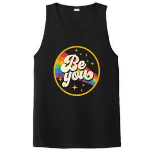 Be You Pride Lgbtq Gay Lgbt Ally Rainbow Flag Retro Galaxy PosiCharge Competitor Tank