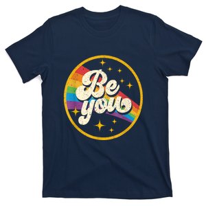 Be You Pride Lgbtq Gay Lgbt Ally Rainbow Flag Retro Galaxy T-Shirt