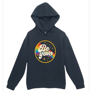 Be You Pride Lgbtq Gay Lgbt Ally Rainbow Flag Retro Galaxy Urban Pullover Hoodie