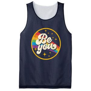 Be You Pride Lgbtq Gay Lgbt Ally Rainbow Flag Retro Galaxy Mesh Reversible Basketball Jersey Tank