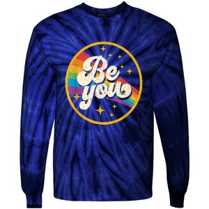 Be You Pride Lgbtq Gay Lgbt Ally Rainbow Flag Retro Galaxy Tie-Dye Long Sleeve Shirt