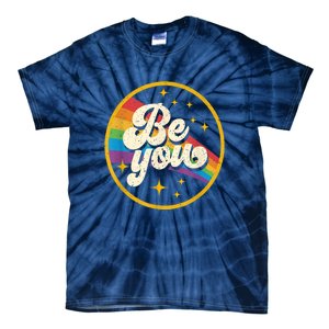 Be You Pride Lgbtq Gay Lgbt Ally Rainbow Flag Retro Galaxy Tie-Dye T-Shirt