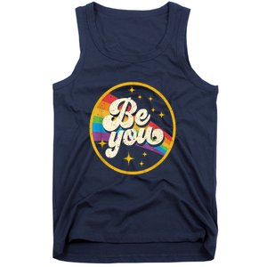 Be You Pride Lgbtq Gay Lgbt Ally Rainbow Flag Retro Galaxy Tank Top