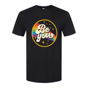 Be You Pride Lgbtq Gay Lgbt Ally Rainbow Flag Retro Galaxy Softstyle CVC T-Shirt