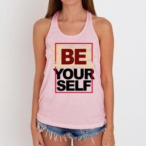 Be Yourself Positive Quote Women's Knotted Racerback Tank