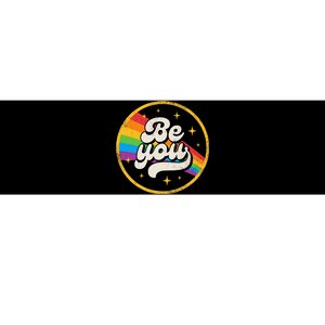 Be You Pride LGBTQ Gay LGBT Ally Rainbow Flag Retro Galaxy Bumper Sticker