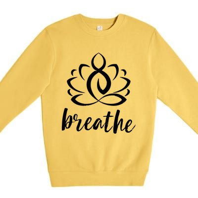 Breathe Yoga Relaxation Lotus Flower Inspiration Premium Crewneck Sweatshirt