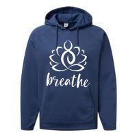 Breathe Yoga Relaxation Lotus Flower Inspiration Performance Fleece Hoodie