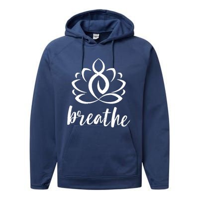 Breathe Yoga Relaxation Lotus Flower Inspiration Performance Fleece Hoodie