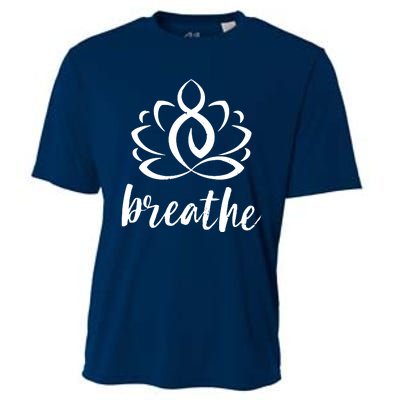 Breathe Yoga Relaxation Lotus Flower Inspiration Cooling Performance Crew T-Shirt