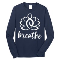 Breathe Yoga Relaxation Lotus Flower Inspiration Long Sleeve Shirt