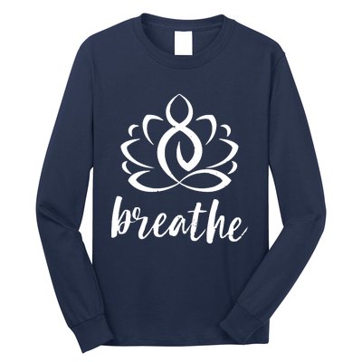 Breathe Yoga Relaxation Lotus Flower Inspiration Long Sleeve Shirt