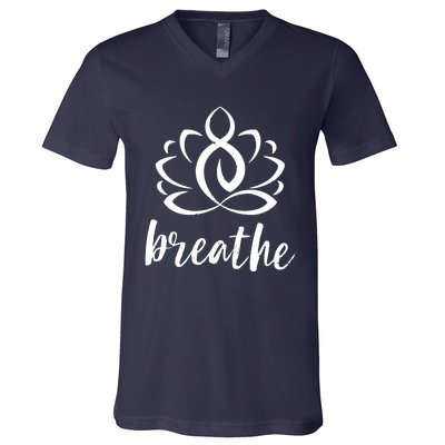 Breathe Yoga Relaxation Lotus Flower Inspiration V-Neck T-Shirt