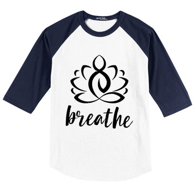 Breathe Yoga Relaxation Lotus Flower Inspiration Baseball Sleeve Shirt