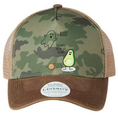 Boo You Scared The Pit Out Of Me Funny Ghost Avocado Gift Legacy Tie Dye Trucker Hat