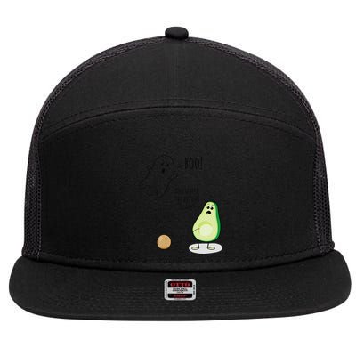 Boo You Scared The Pit Out Of Me Funny Ghost Avocado Gift 7 Panel Mesh Trucker Snapback Hat