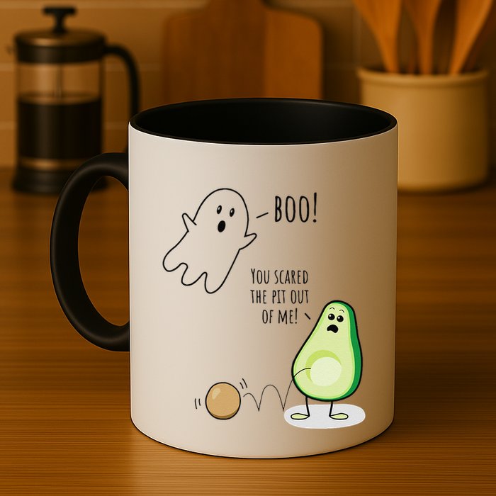 Boo You Scared The Pit Out Of Me Funny Ghost Avocado Gift Mug
