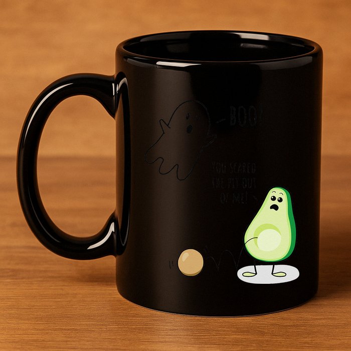 Boo You Scared The Pit Out Of Me Funny Ghost Avocado Gift 11oz C Handle Ceramic Mug