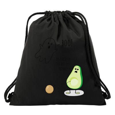 Boo You Scared The Pit Out Of Me Funny Ghost Avocado Gift Drawstring Bag