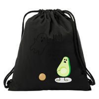 Boo You Scared The Pit Out Of Me Funny Ghost Avocado Gift Drawstring Bag