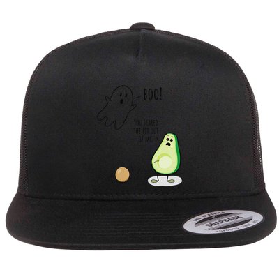 Boo You Scared The Pit Out Of Me Funny Ghost Avocado Gift Flatbill Hat