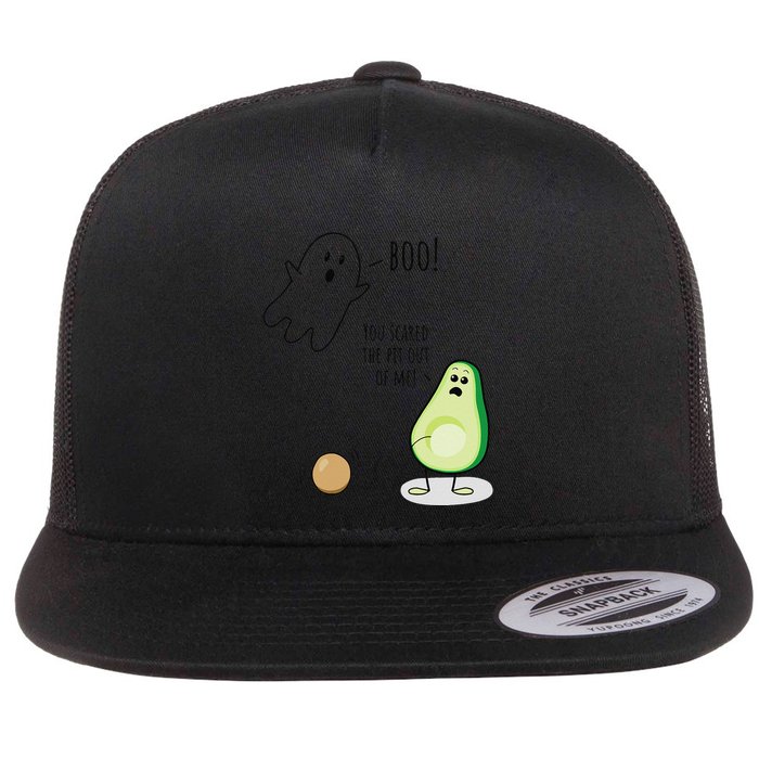 Boo You Scared The Pit Out Of Me Funny Ghost Avocado Gift Flatbill Hat