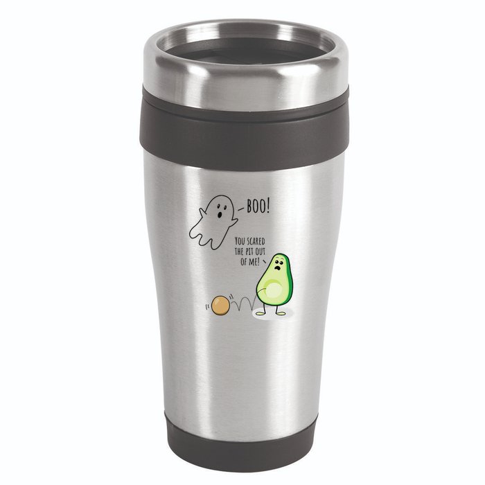 Boo You Scared The Pit Out Of Me Funny Ghost Avocado Gift 16oz Travel Tumbler