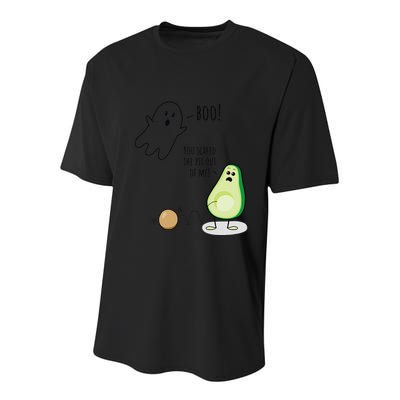 Boo You Scared The Pit Out Of Me Funny Ghost Avocado Gift Youth Performance Sprint T-Shirt