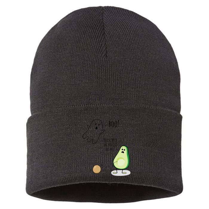Boo You Scared The Pit Out Of Me Funny Ghost Avocado Gift Sustainable Knit Beanie