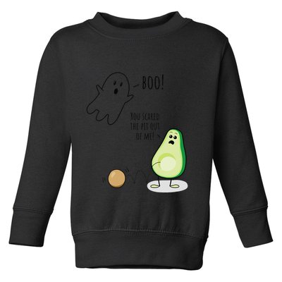 Boo You Scared The Pit Out Of Me Funny Ghost Avocado Gift Toddler Sweatshirt