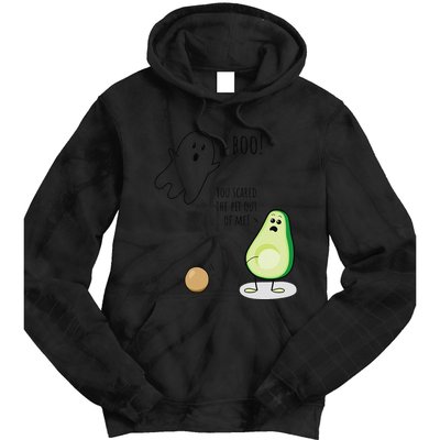 Boo You Scared The Pit Out Of Me Funny Ghost Avocado Gift Tie Dye Hoodie