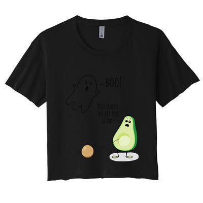 Boo You Scared The Pit Out Of Me Funny Ghost Avocado Gift Crop Top