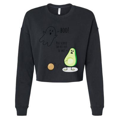 Boo You Scared The Pit Out Of Me Funny Ghost Avocado Gift Cropped Pullover Crew