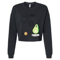 Boo You Scared The Pit Out Of Me Funny Ghost Avocado Gift Cropped Pullover Crew