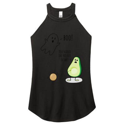 Boo You Scared The Pit Out Of Me Funny Ghost Avocado Gift Women's Perfect Tri Rocker Tank
