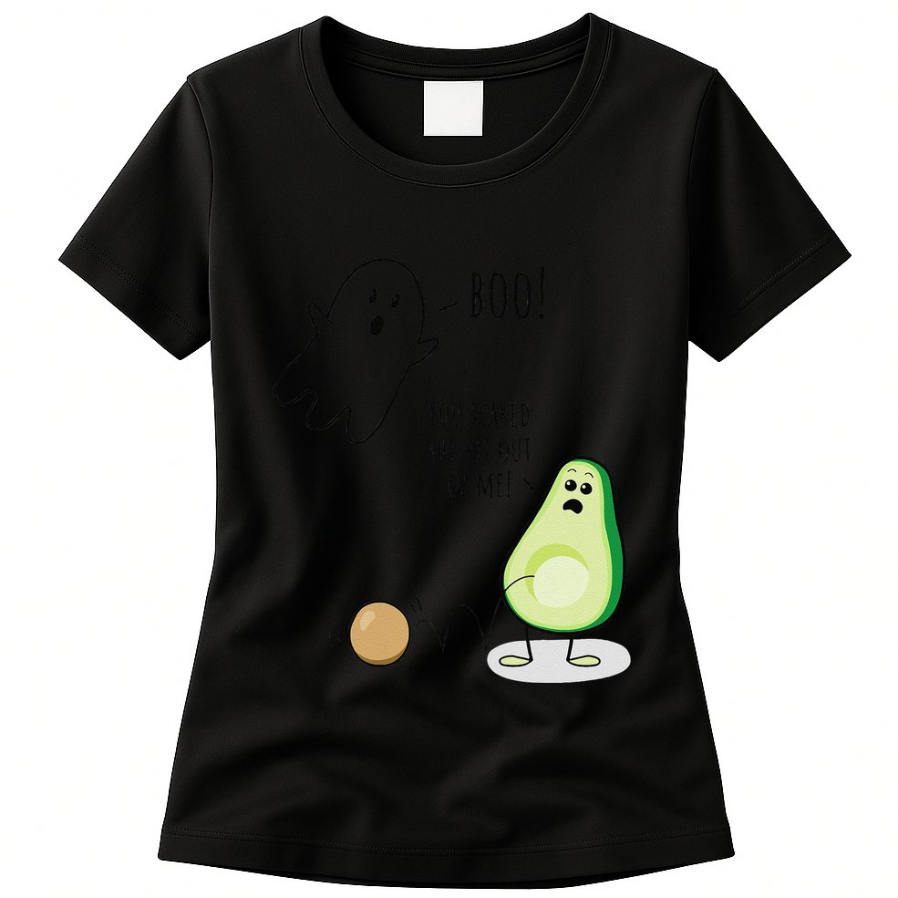 Boo You Scared The Pit Out Of Me Funny Ghost Avocado Gift Womens T-Shirt
