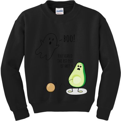 Boo You Scared The Pit Out Of Me Funny Ghost Avocado Gift Kids Sweatshirt