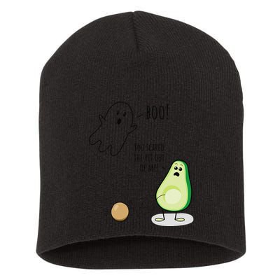 Boo You Scared The Pit Out Of Me Funny Ghost Avocado Gift Short Acrylic Beanie