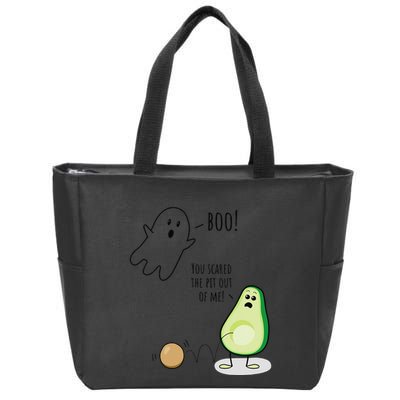 Boo You Scared The Pit Out Of Me Funny Ghost Avocado Gift Zip Tote Bag