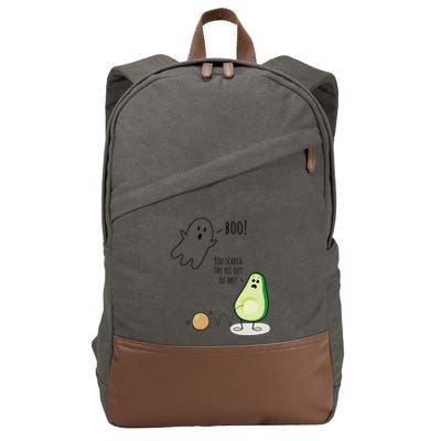 Boo You Scared The Pit Out Of Me Funny Ghost Avocado Gift Cotton Canvas Backpack