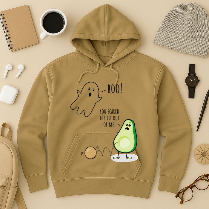 Boo You Scared The Pit Out Of Me Funny Ghost Avocado Gift Hoodie