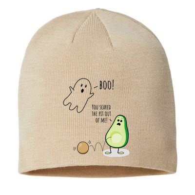 Boo You Scared The Pit Out Of Me Funny Ghost Avocado Gift Sustainable Beanie