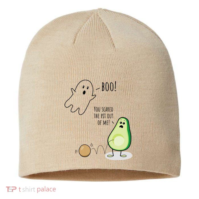 Boo You Scared The Pit Out Of Me Funny Ghost Avocado Gift Sustainable Beanie