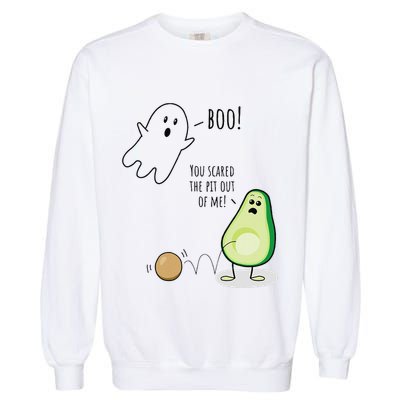 Boo You Scared The Pit Out Of Me Funny Ghost Avocado Gift Garment-Dyed Sweatshirt