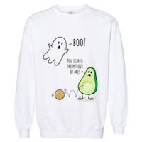 Boo You Scared The Pit Out Of Me Funny Ghost Avocado Gift Garment-Dyed Sweatshirt