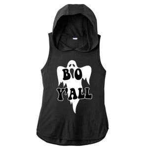 Boo Yall Spooky Ghost Halloween Ladies PosiCharge Tri-Blend Wicking Draft Hoodie Tank